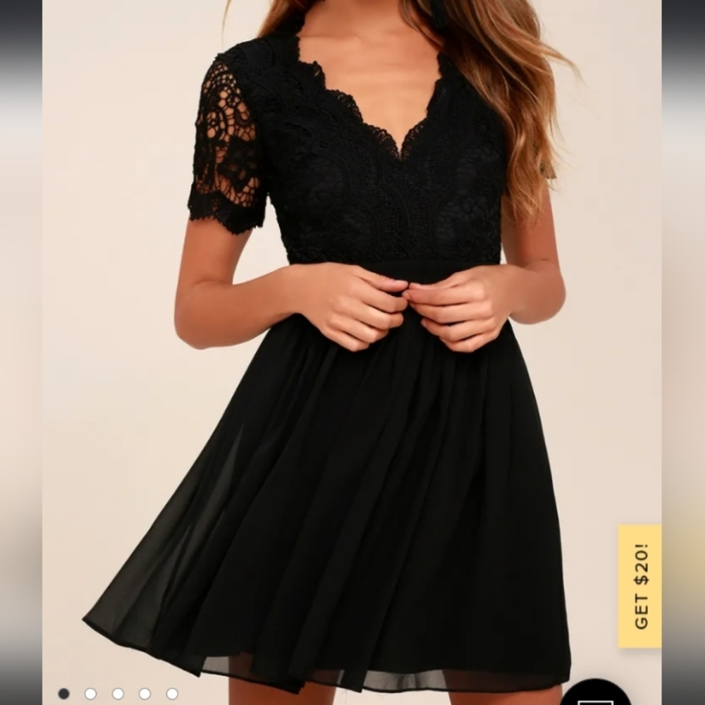 Angel in Disguise Black Lace Skater Dress